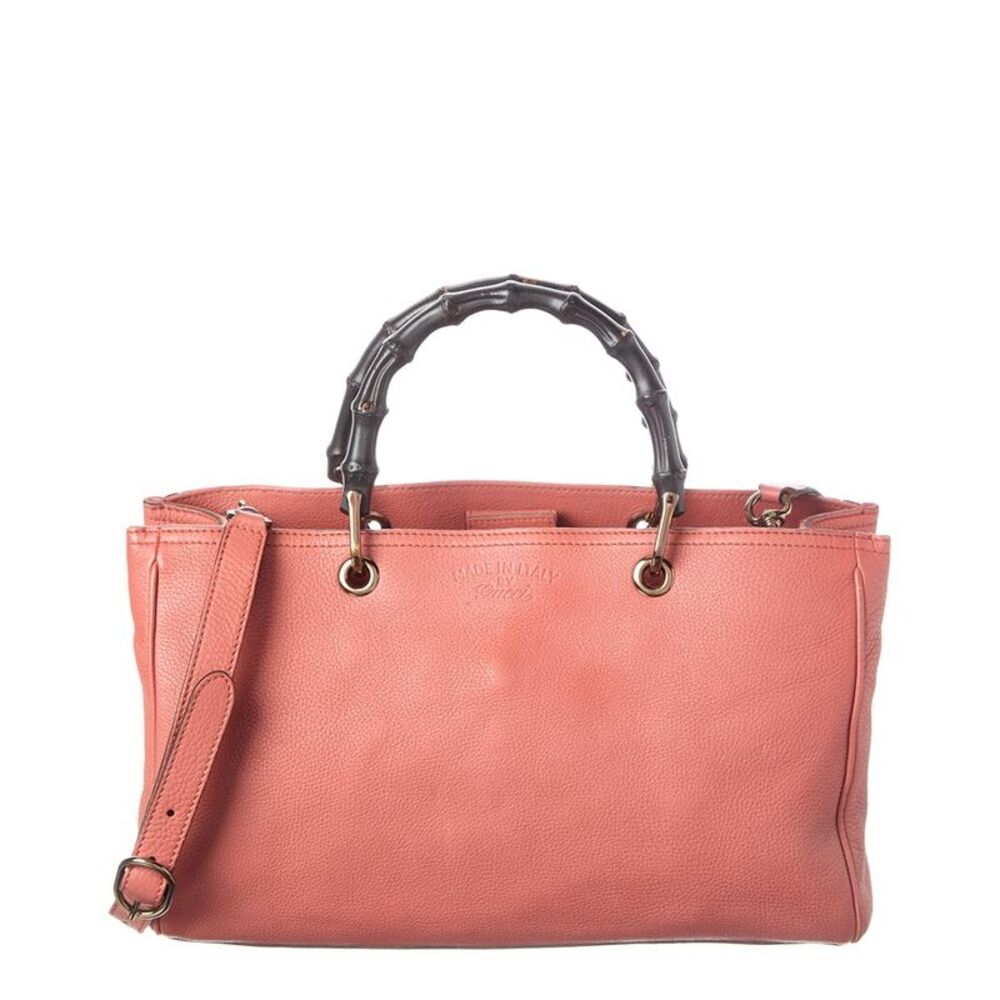 Gucci Pink Pebbled Calf Bamboo Shopper (Authentic Pre-Loved)
